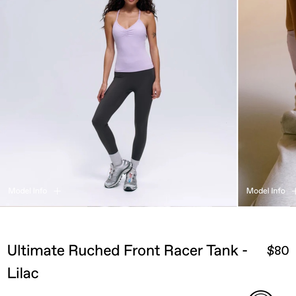 Adanola Ultimate Ruched Front Racer Tank - Lilac - Picture 2 of 2